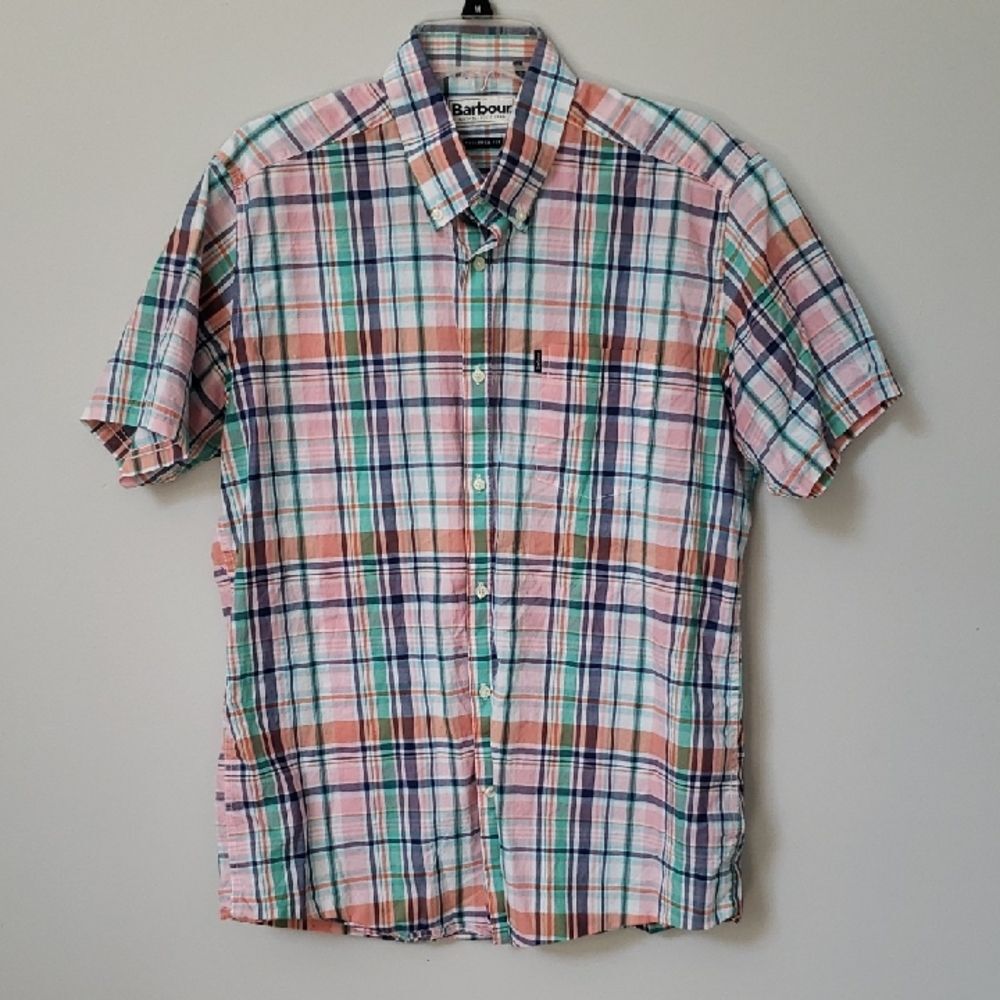 Barbour Shirt Mens M Pastel Plaid Casual Preppy Old Money Quiet Luxury Classic